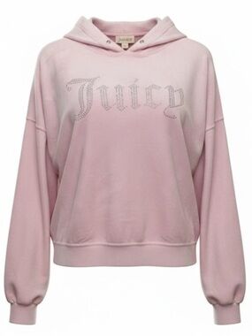 JUICY COUTURE Pajama Top Only Rhinestone Lettering Logo Details Pink Silver SZ L